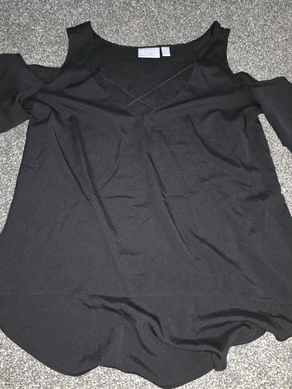 Bisou Bisou Black Cold-Shoulder V-Neck Top